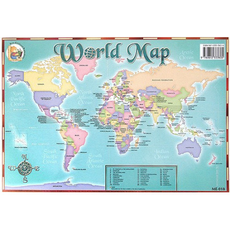 World map: учебно табло на английски език