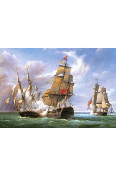 Combat between French Frigate and English Vessel