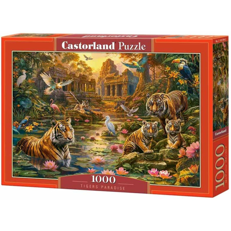 Пъзел Castorland от 1000 части - Рай на тигрите