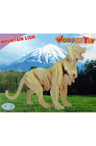 Планински лъв - дървен 3D Пъзел